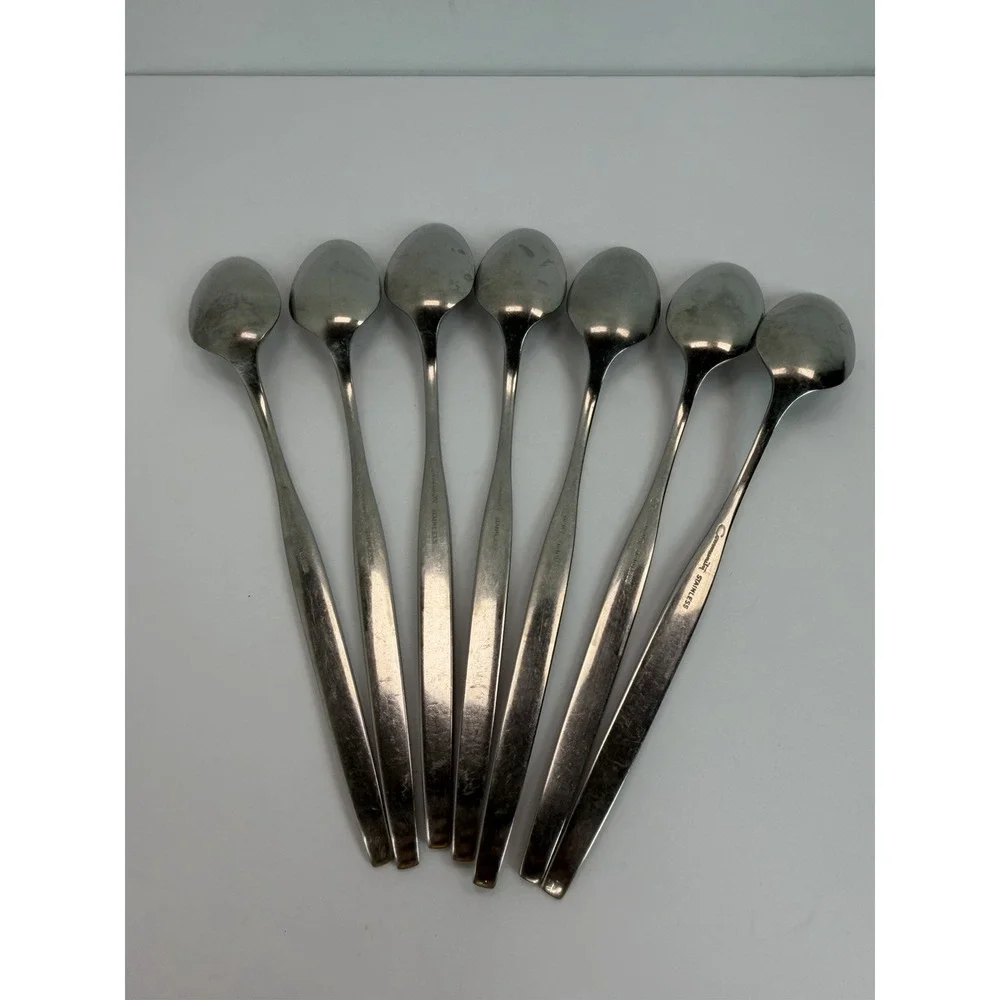 Oneida Community FROSTFIRE Stainless Iced Tea Spoons Lot Of 7